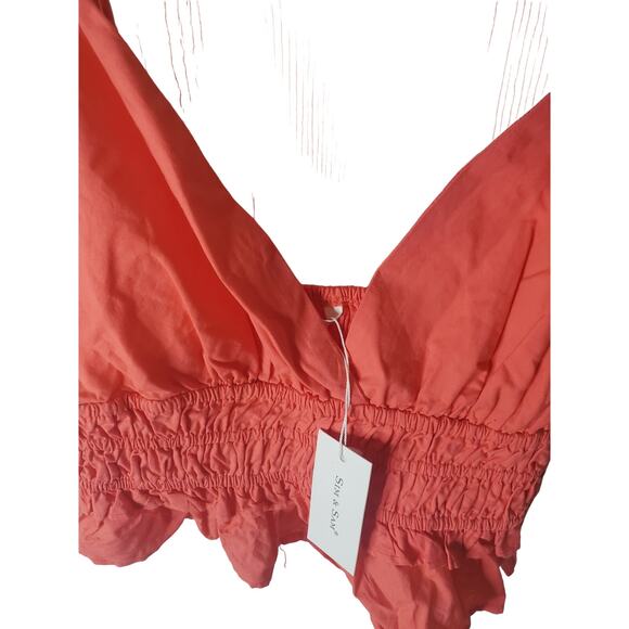 Sim & Sam Salmon Spaghetti Strap Crop Top, NWT, XL - Picture 2 of 6